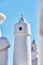 Colahonda - the beautiful coastal city of Andalusia, Spain. Beautiful chimneys and ventilation tubes in the city of