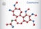 Colchicine molecule. It is alkaloid with anti-gout and anti-inflammatory activities, used in the symptomatic relief of pain.