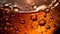 Cold beer pouring into glass, bubbles rising generated by AI