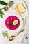 Cold beetroot soup. Holodnik.Traditional Lithuanian ukrainian, russian, polish red beet soup
