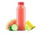 Cold Bottle of Watermelon, Cucumber, Lime, and Pineapple Juice on White