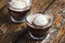 Cold brew coffee with ice cream in glasses