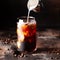 Cold brew iced coffee in glass bottles