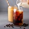 Cold brew iced coffee in glass bottles