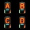 Cold cathode tube alphabet - letters A-D