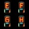 Cold cathode tube alphabet - letters E-H