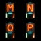 Cold cathode tube alphabet - letters M-P