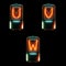 Cold cathode tube alphabet - letters U-W