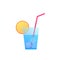 Cold cocktail with straw and orange slice icon