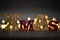 Cold color Xmax wooden Xmas text sign with beautiful blurred golden bokeh