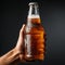 Cold delight Isolated hand clutches a refreshing beer bottle