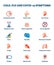 Cold, flu and Covid-19 disease symptoms collection list vector illustration