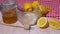 Cold and flu home remedy ingredients with honey and lemon