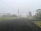 A cold foggy morning in rural town