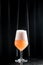 Cold fresh alcohol beverage champagne sparkling rose wine with bubbles in a flute glass. drink, holidays party concept