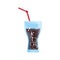 Cold glass cup soda ice straw