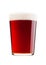 Cold glass of red bitter beer with foam and dew