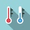 Cold and Hot Temperature Icons. Thermometer Symbol