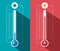 Cold and Hot Thermometer Icons