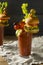 Cold Icy Gourmet Bloody Mary with a Hamburger