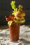 Cold Icy Gourmet Bloody Mary with a Hamburger