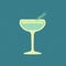 Cold Margarita drink with gin tonic and rosemary. Flat vector illustration with texture