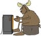 Cold moose warming by an electric heater