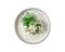 Cold Okroshka Soup with Eggs, Vegetables, Meat, Herbs and Kefir on a Bright Background, Summer Soup