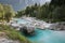 Cold pure Soca river great gorge canyons, Slovenia