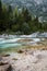 Cold pure Soca river great gorge canyons, Slovenia