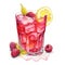 Cold Raspberry drink with mint and ice. AI generated