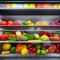 Cold and Ready, The Well Stocked Front View of a Supermarket Refrigerator, Generative AI