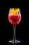 Cold sangria in a wine glass