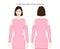 Cold-shoulder sleeves long length clothes character beautiful lady in pink top, shirt, dress technical fashion