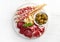 Cold smoked meat and cheese plate