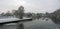 A cold snow covered winters day at the river Ouse at St Neots Cambridgeshire