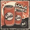 Cold Soft Drink Signage Poster Retro Rustic Classic