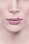 Cold sore blister red pimple on upper lips of woman with herpes. Design illustration for concept