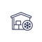 cold storage line icon with a warehouse