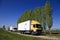 Cold storage trucks in the village road