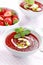 Cold strawberry soup for summer