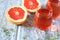 Cold summer drink: grapefruit rose wine and fruits