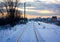 Cold sunrise on railway