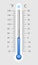 Cold thermometer with celsius and fahrenheit scale, temp control thermostat device flat vector icon. Thermometers