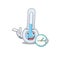 Cold thermometer mascot design concept smiling with clock