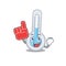 Cold thermometer presented in cartoon character design with Foam finger