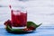 Cold transparent pomegranate drink