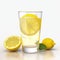 Cold vitamin water with lemon slices in a transparent glass on white background