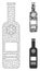 Cold Vodka Bottle Vector Mesh 2D Model and Triangle Mosaic Icon