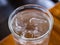 Cold water glass with ice cubes, Water drops, Close up & Macro shot, Selective focus, Healthy Drink concept